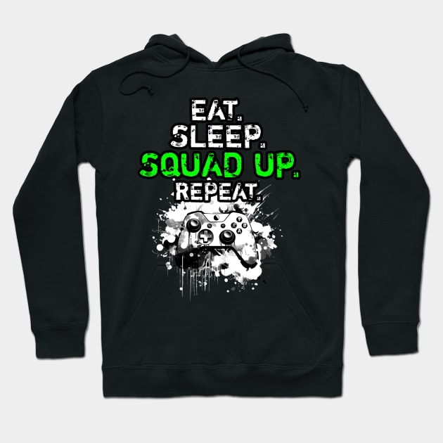 Cool Eat Sleep Squad Up Repeat Gamer Live Streamer Hoodie by MaystarUniverse